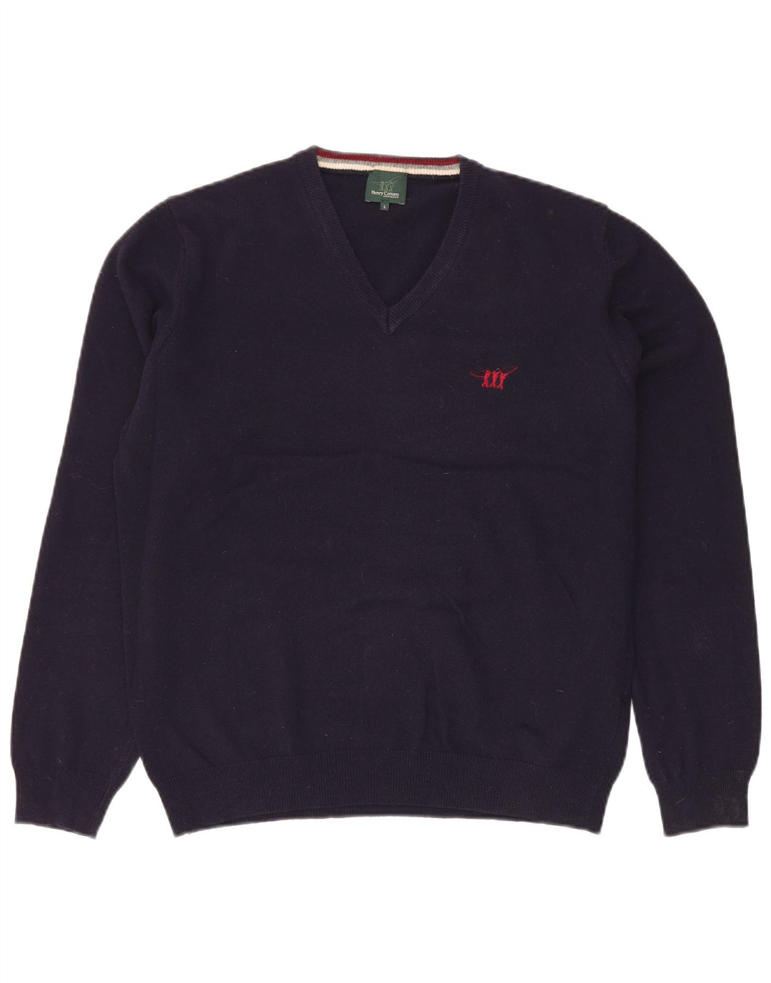 Maglione da uomo con scollo a V Henry Cottons, grande, in lana vergine blu navy