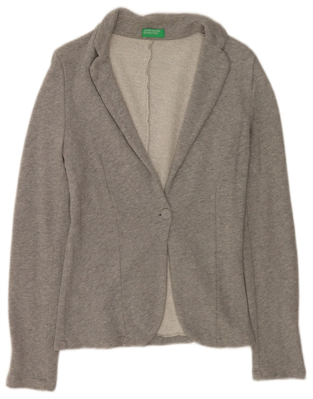 Giacca blazer da donna a 1 bottone Benetton UK 8 piccola in cotone grigio