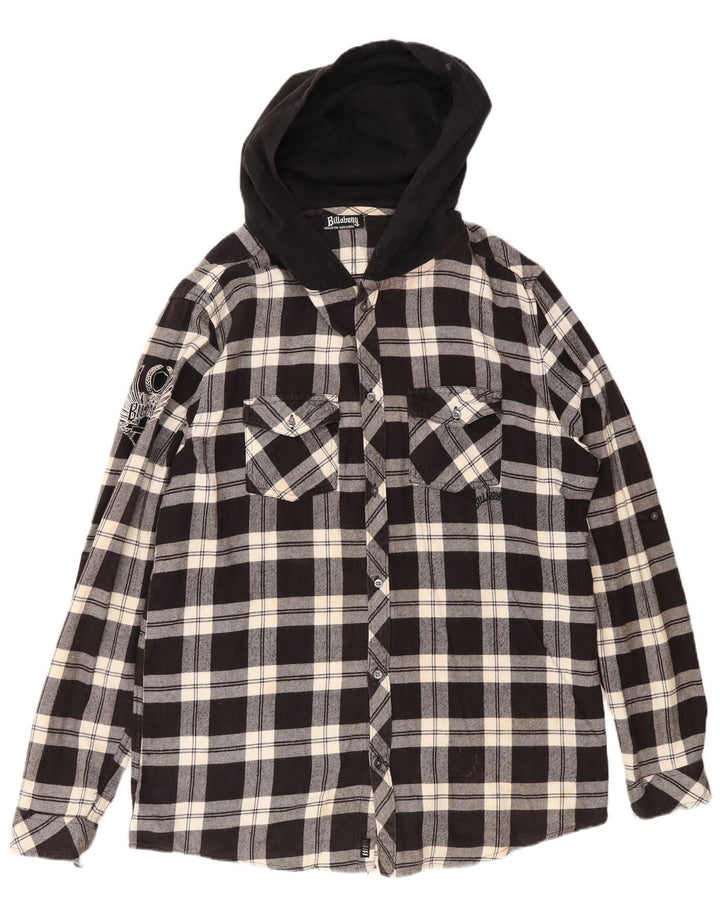 Camicia da uomo in flanella con cappuccio Billabong, grande cotone a quadri neri