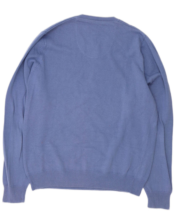 Maglione da uomo Marks & Spencer Blue Harbour con scollo a V in cotone blu medio