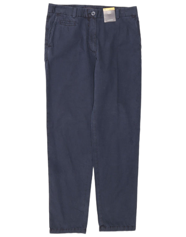 Pantaloni chino da donna Marks & Spencer UK 10 piccoli W32 L29 blu navy
