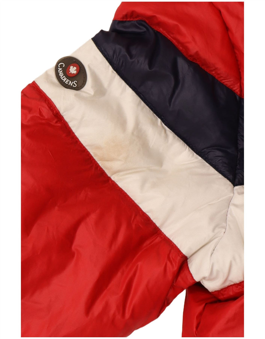 Giacca imbottita con cappuccio da donna CANADIENS UK 14 Medium Red Colourblock