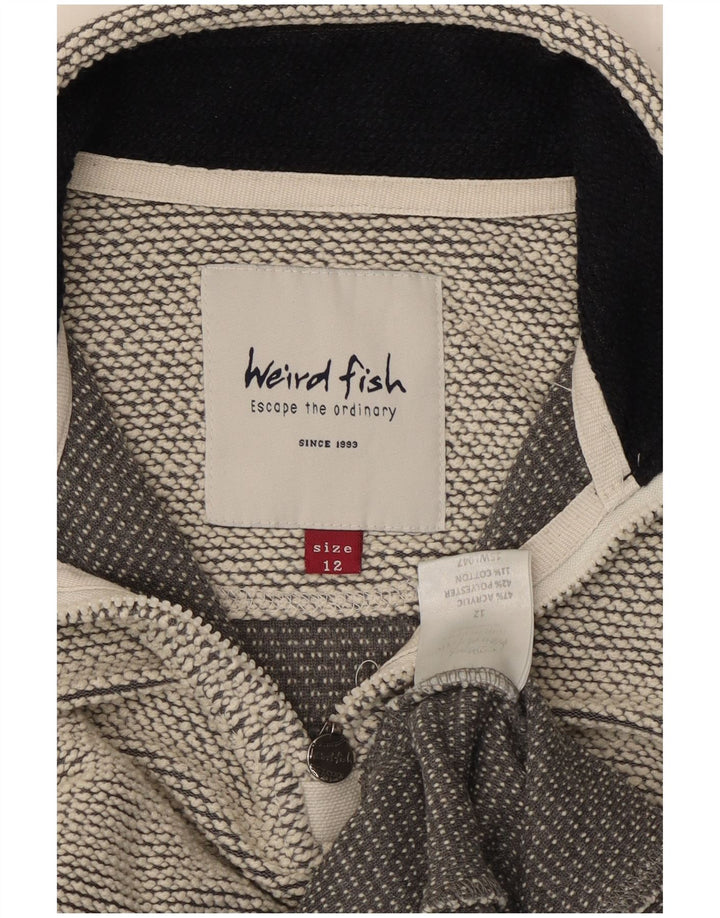 WEIRD FISH Felpa da donna con collo con zip Maglione UK 12 Acrilico grigio medio