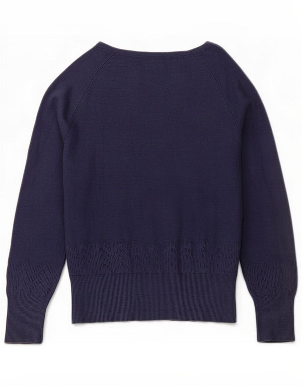 Maglione cardigan da donna Weird Fish UK 10 piccolo blu navy in cotone