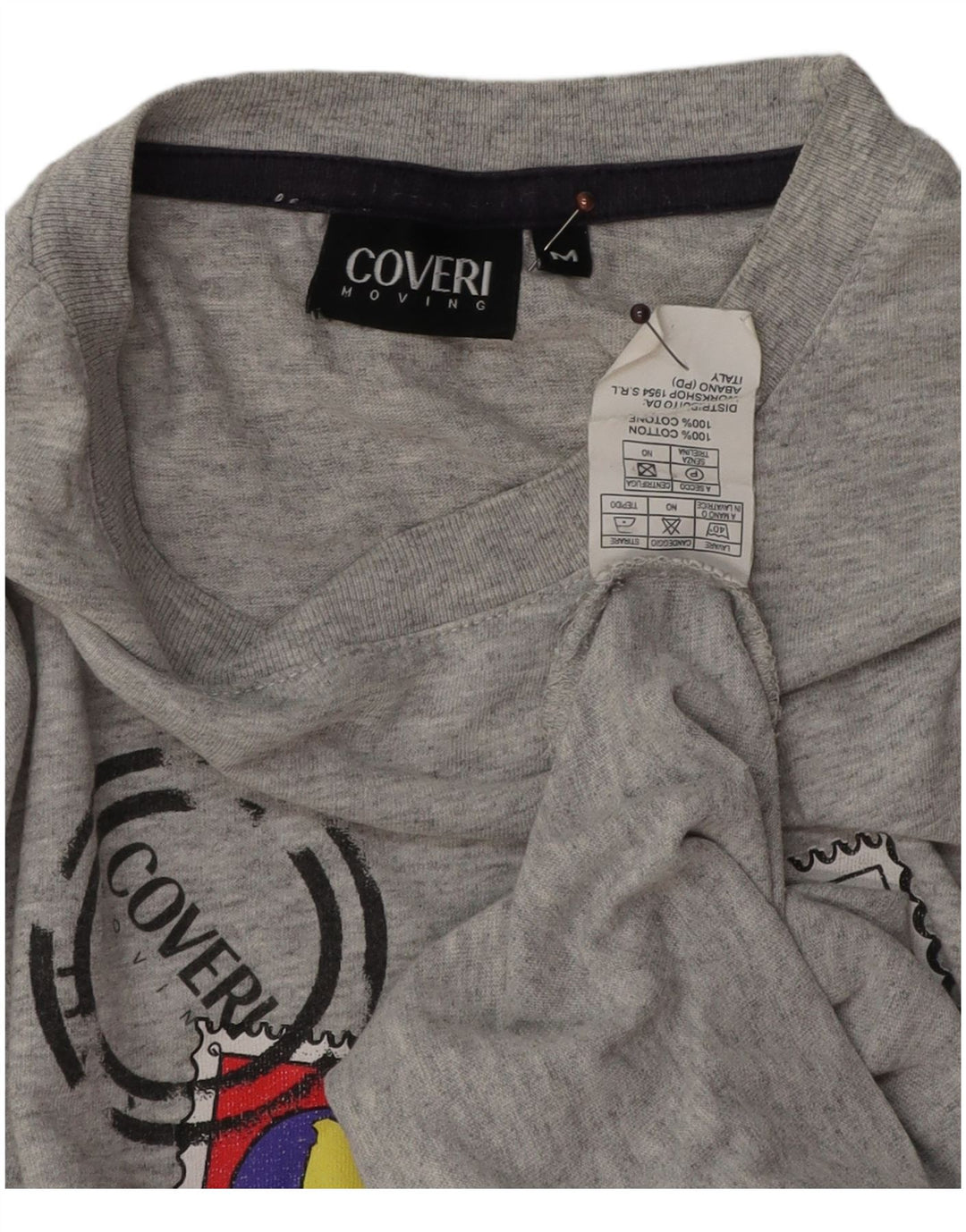 T-shirt grafica da uomo Coveri Top in cotone chiazzato grigio medio