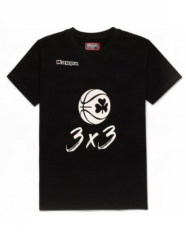 T-shirt grafica Kappa per ragazzi 11-12 anni in cotone nero