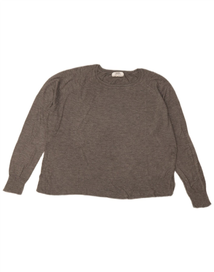 Maglione maglione oversize con scollo a barca da donna Zara UK 14 Viscosa grigio medio