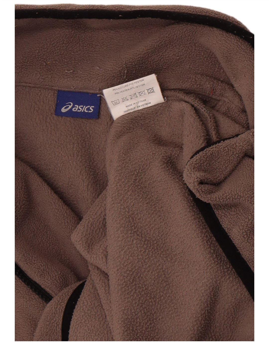 Maglione in pile da uomo Asics con zip e collo, grande, in poliestere marrone