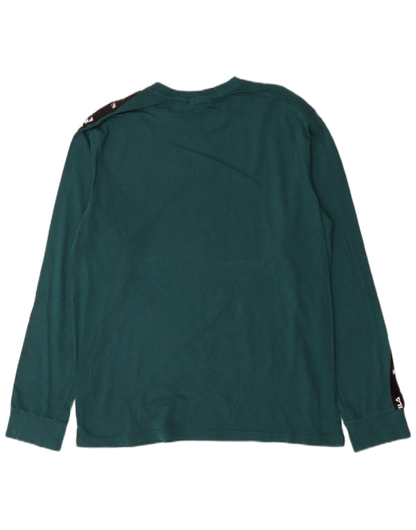 Fila Grafica da uomo Top a maniche lunghe in cotone color block verde largo