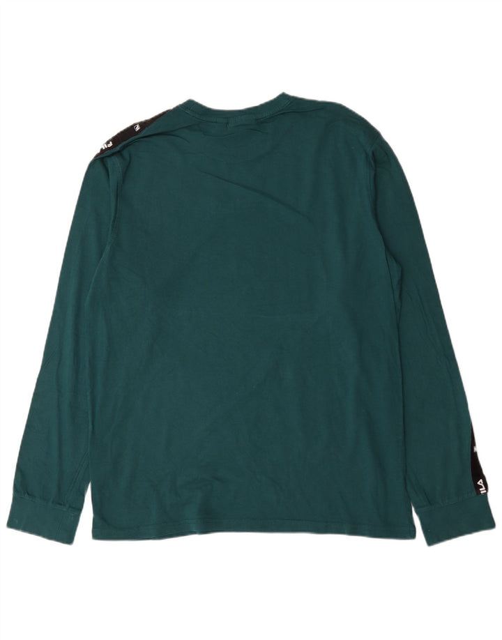 Fila Grafica da uomo Top a maniche lunghe in cotone color block verde largo