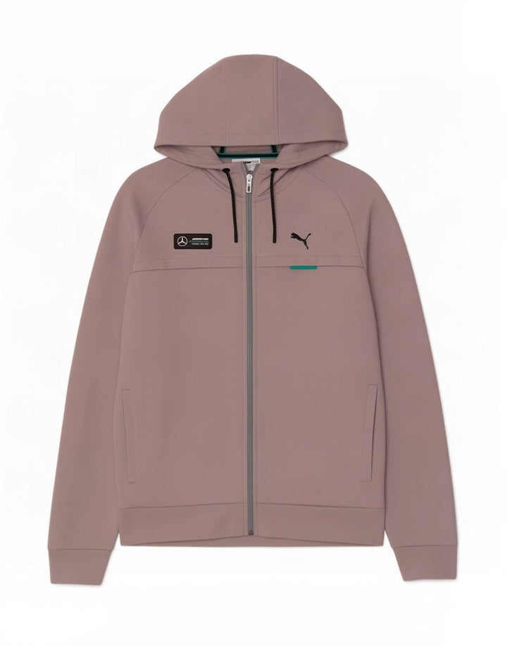 Felpa con cappuccio e zip Puma da uomo grande in cotone grigio