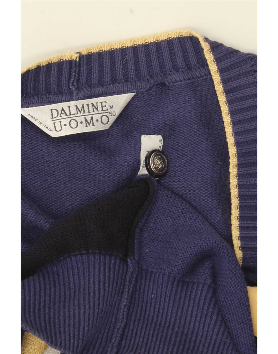 DALMINE Maglione Cardigan Uomo IT 50 Medio Blu Navy Colorblock Cotone