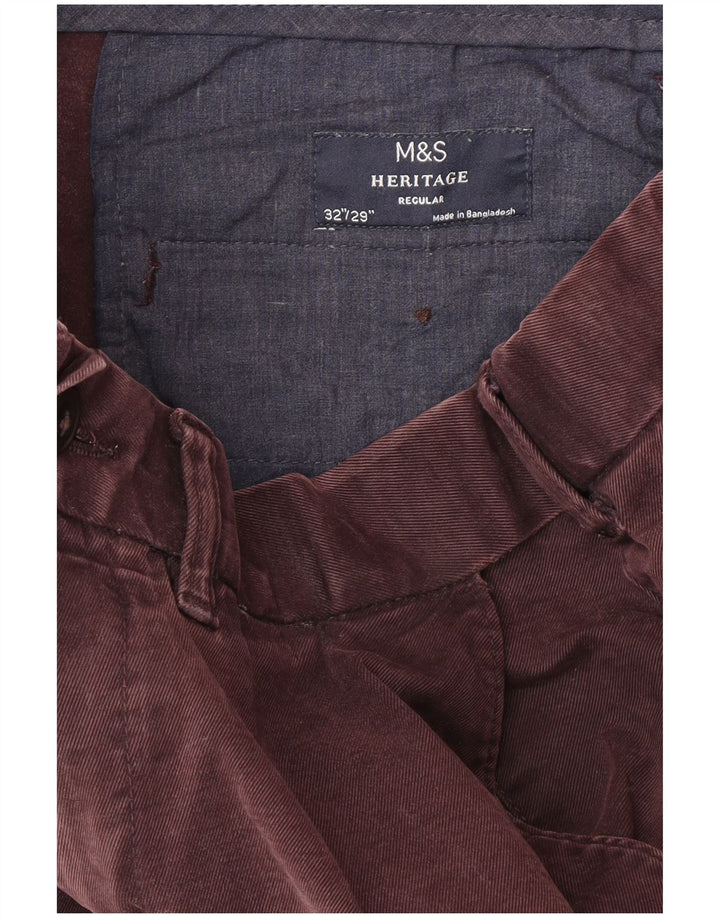 Pantaloni chino regolari Marks & Spencer da uomo Heritage W32 L29 Borgogna