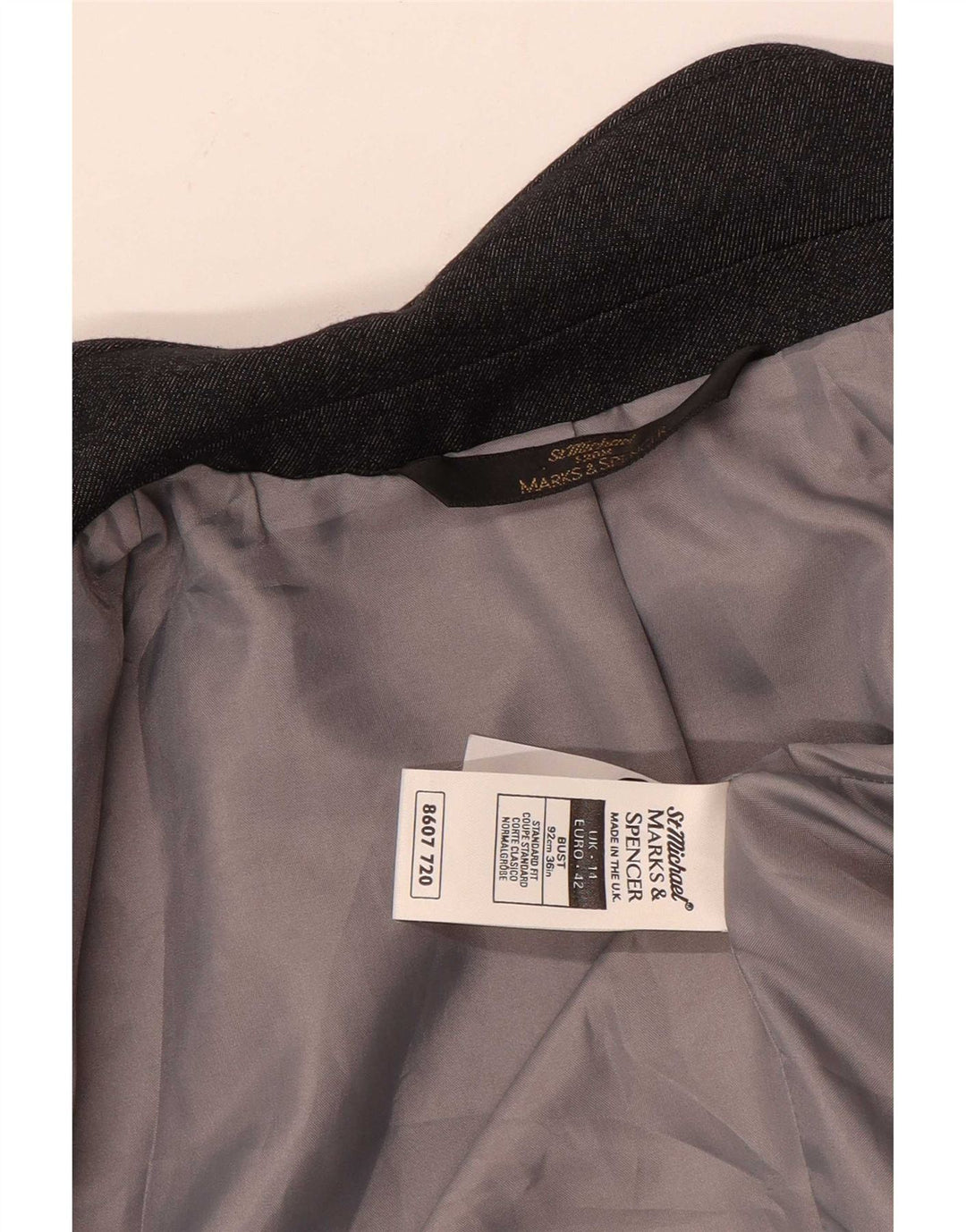 Giacca blazer a 1 bottone Marks & Spencer da donna St. Michael UK 14 grande grigia