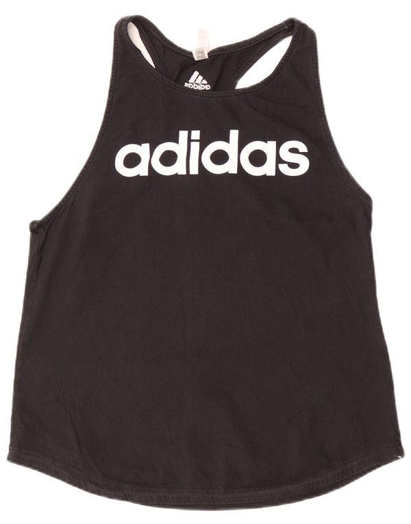 Canotta grafica da donna Adidas UK 16/18 grande cotone nero