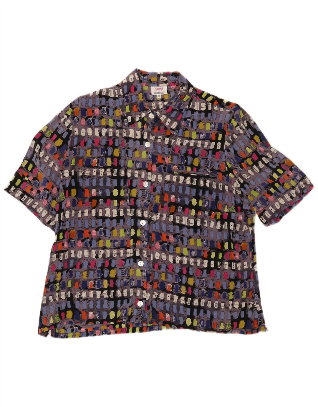 Cherie Camicia da donna a maniche corte camicetta IT 46 Large multicolore geometrica