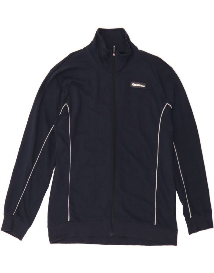 SUPERGA Womens Tracksuit Top Jacket UK 20 2XL Navy Blue Cotton Vintage Superga and Second-Hand Superga from Messina Hembry 