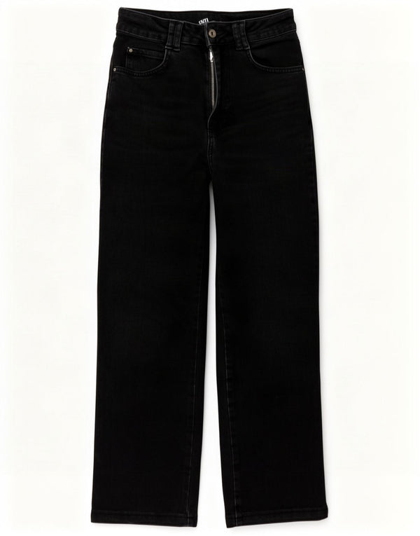 Zara Womens Loose Fit High Waist Jeans EU 36 XS W26 L27 Black Cotton