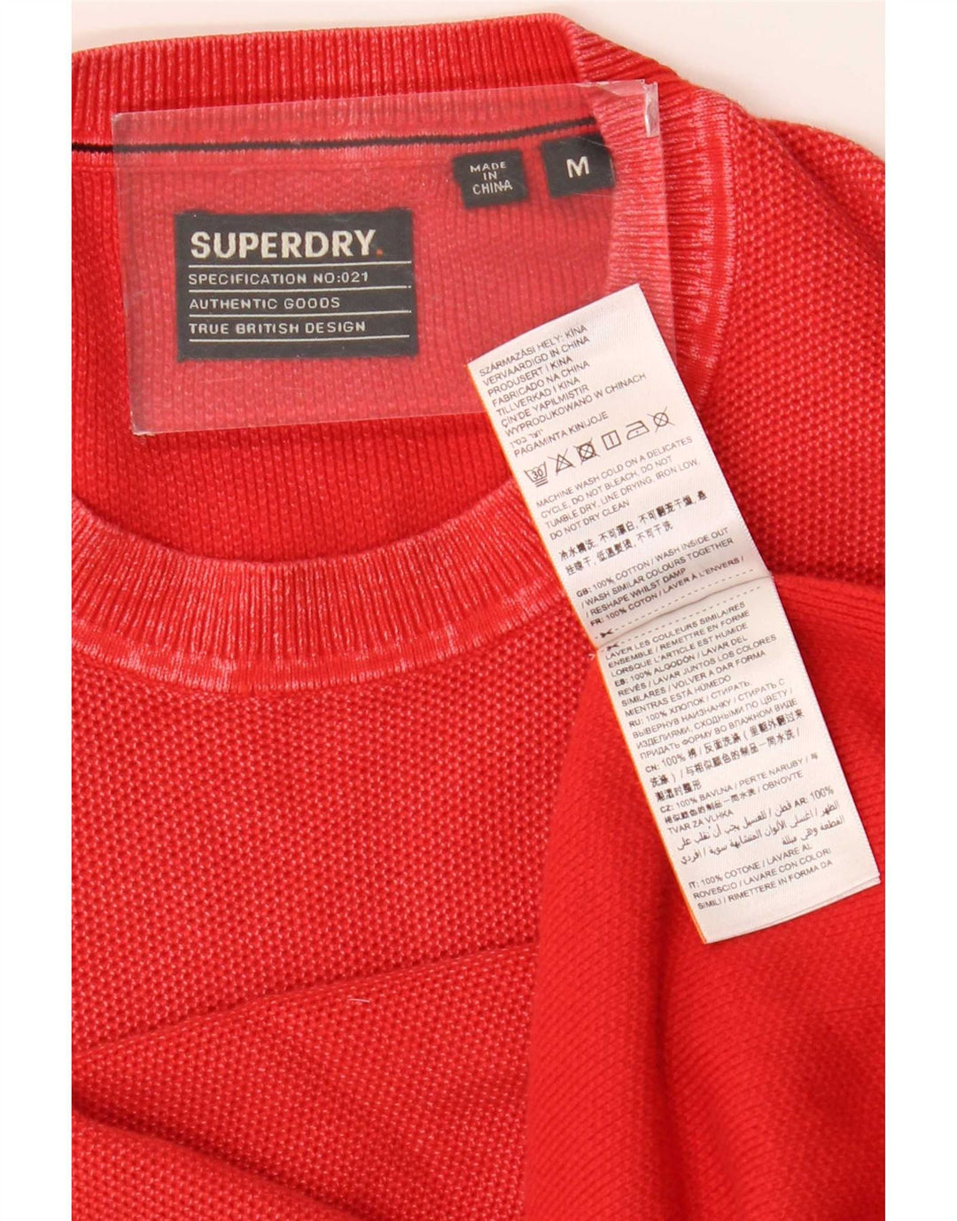 Maglione maglione girocollo da uomo Superdry in cotone rosso medio