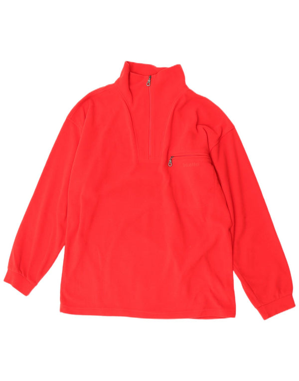 Maglione in pile da uomo Schoffel con zip e collo rosso medio