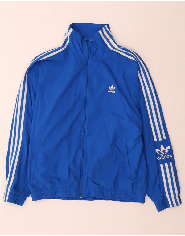 Giacca da ginnastica da donna Adidas UK 12 nylon blu medio