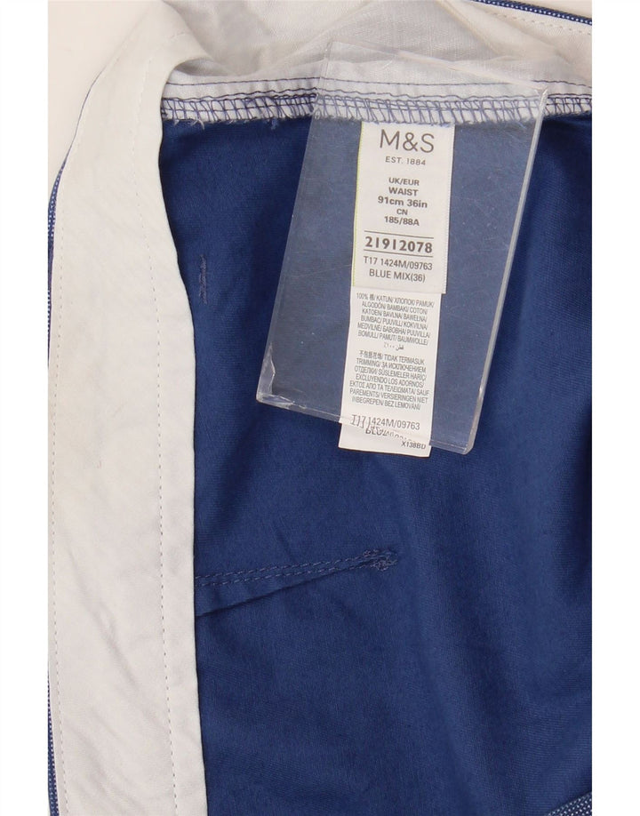 MARKS & SPENCER Pantaloncini chino da uomo W36 grandi cotone blu
