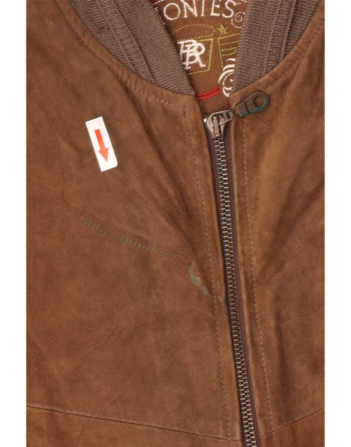 Giubbotto bomber in pelle scamosciata da uomo Montes EU 52 XL in pelle marrone