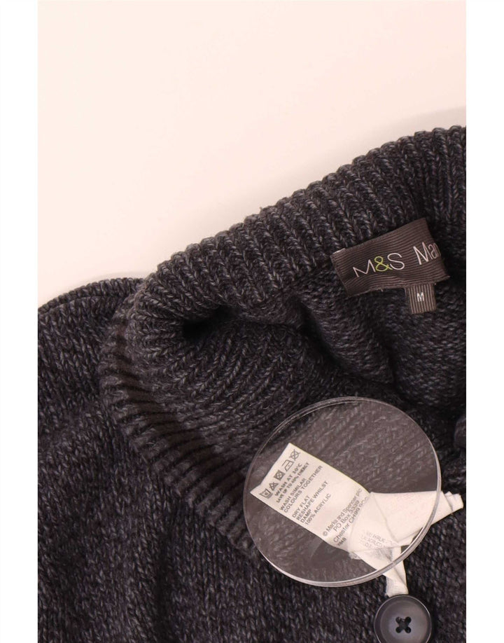 Maglione da uomo Marks & Spencer con bottoni e collo medio blu navy screziato