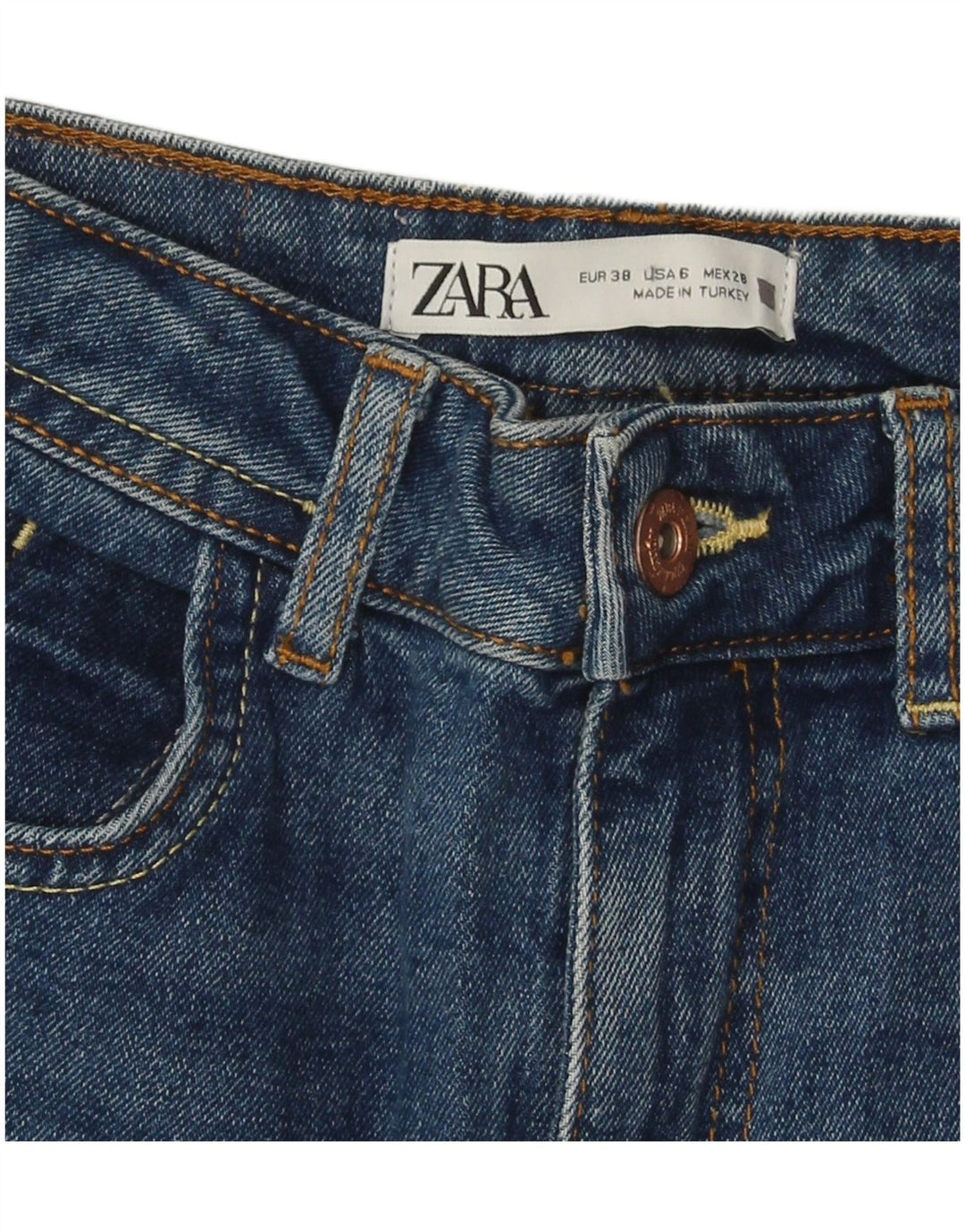 Jeans slim da donna ZARA EU 38 Small W28 L27 Blu