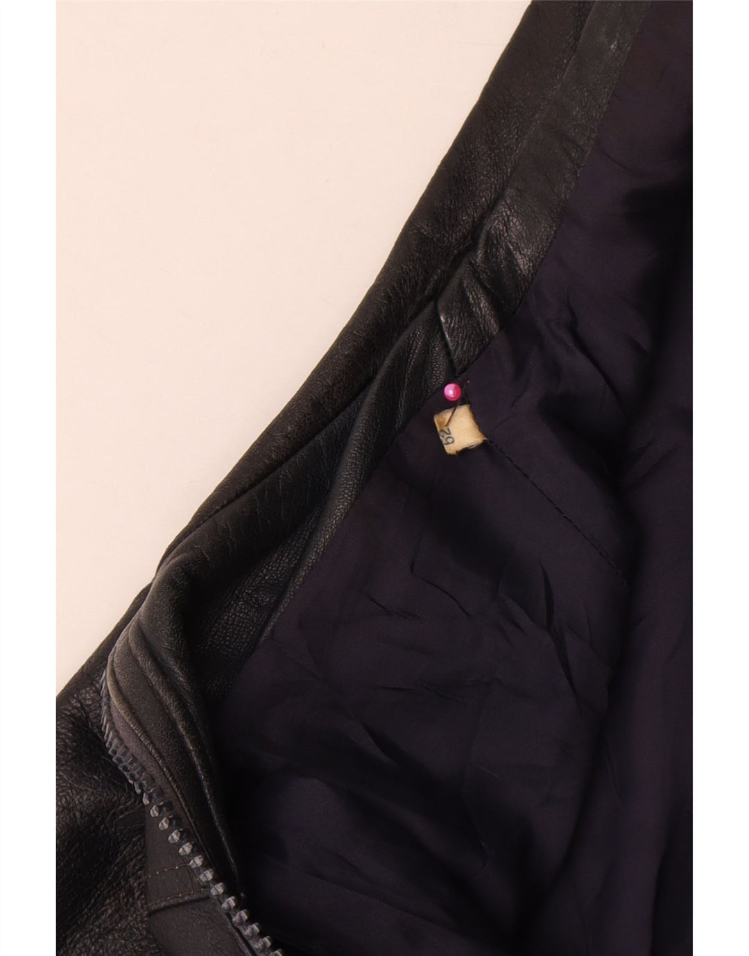 Giacca in pelle vintage da donna IT 52 2XL Blu navy