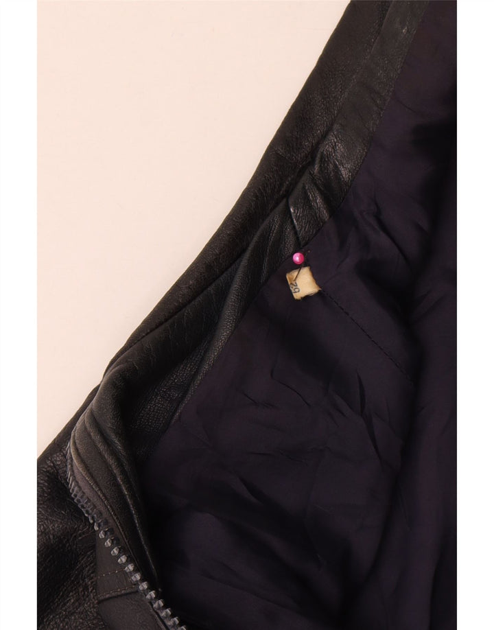 Giacca in pelle vintage da donna IT 52 2XL Blu navy