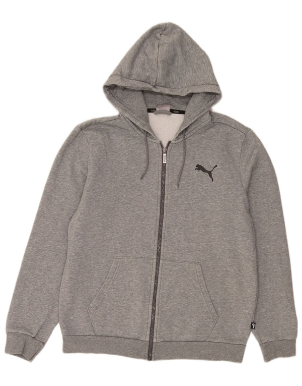 Felpa con cappuccio e zip da uomo Puma in cotone grigio medio