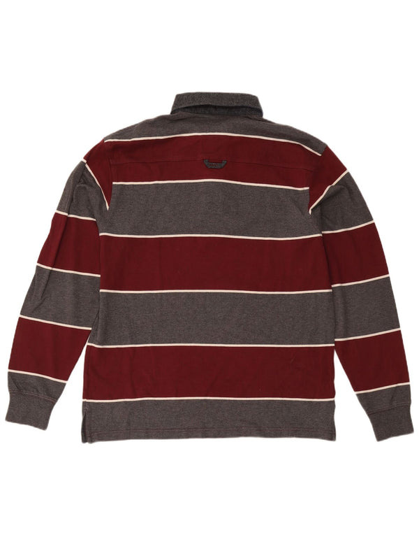 Polo da rugby da uomo a maniche lunghe Gant XL in cotone a righe bordeaux