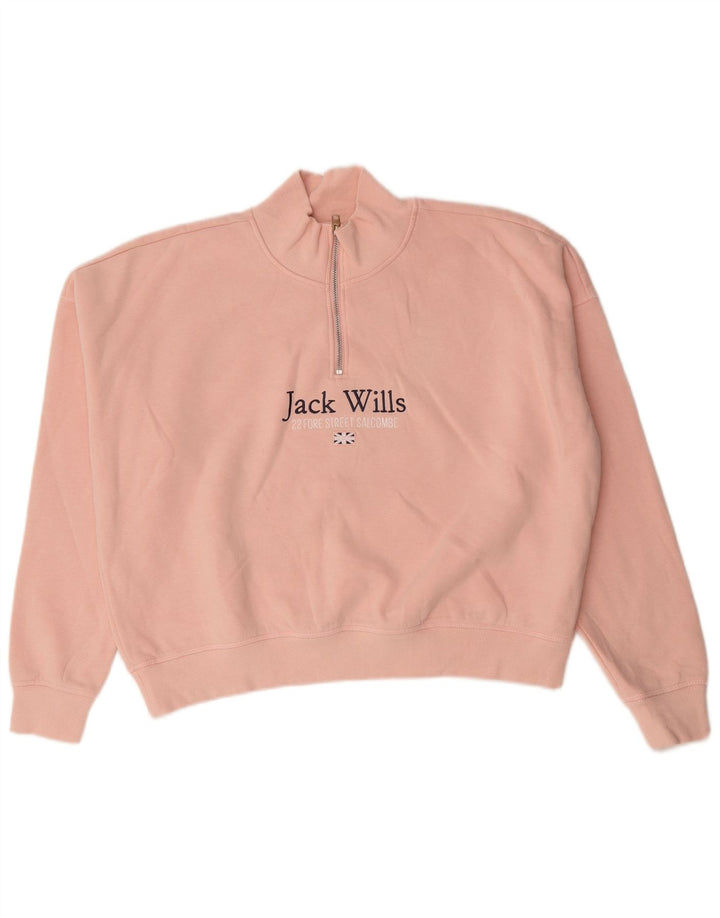 Felpa grafica oversize da donna Jack Wills UK 14 grande rosa