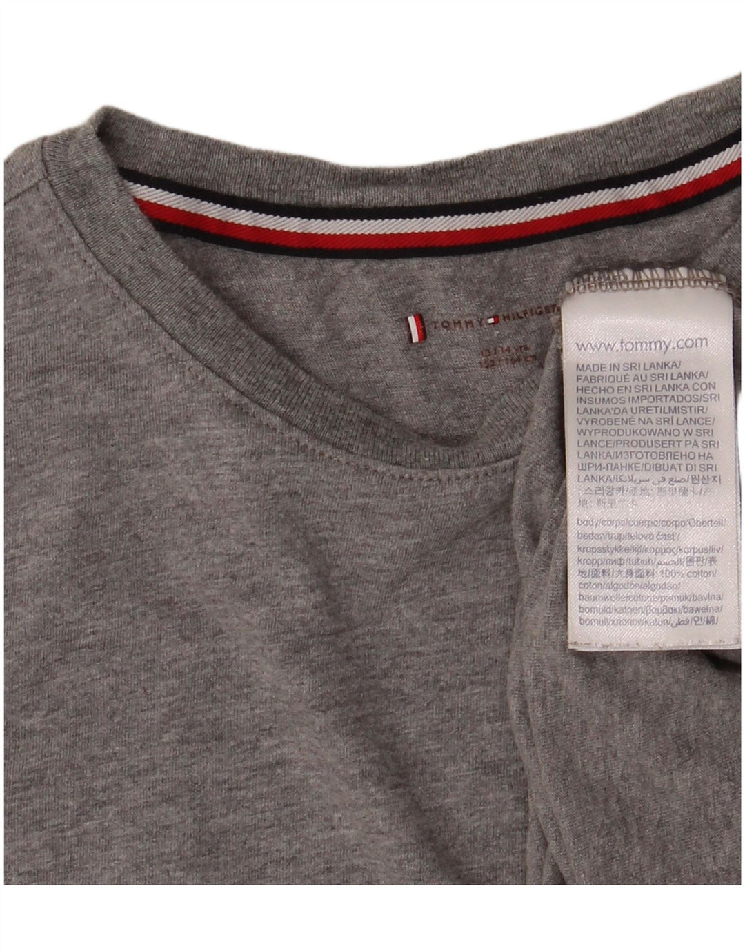 TOMMY HILFIGER T-shirt Top Bambino 13-14 Anni Cotone Grigio