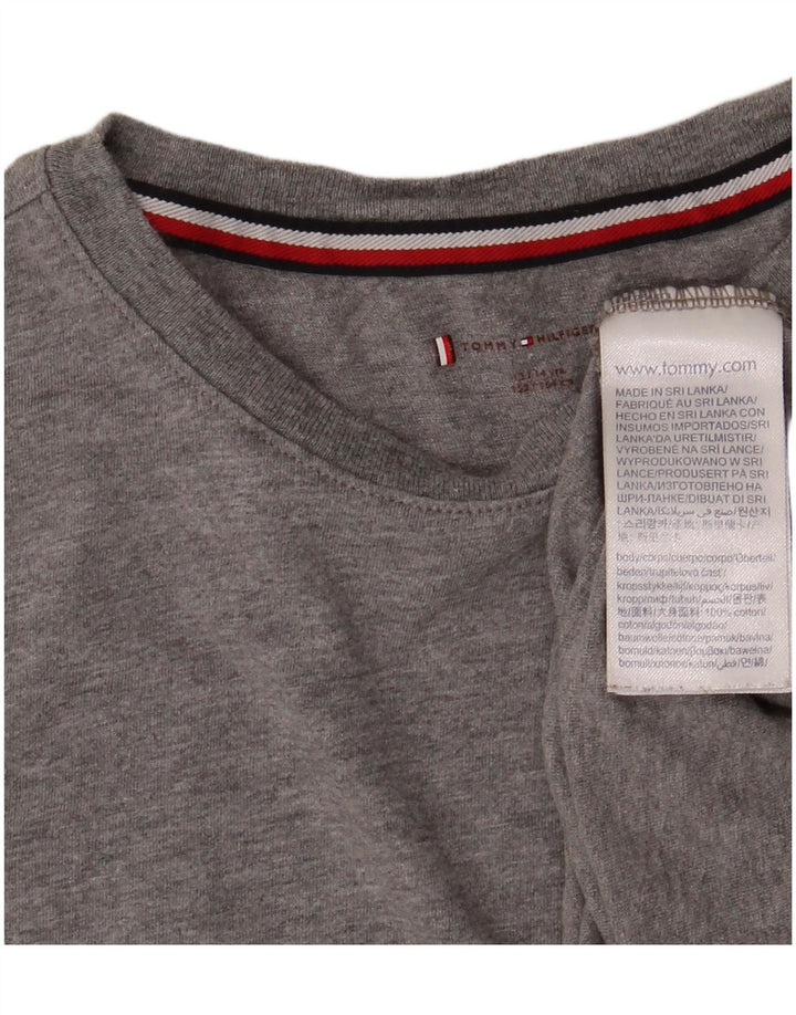 TOMMY HILFIGER T-shirt Top Bambino 13-14 Anni Cotone Grigio