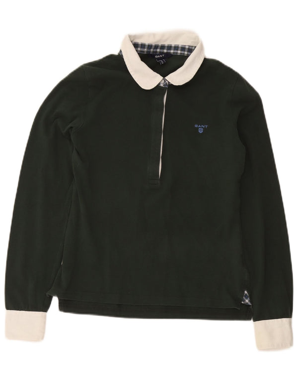 Polo da rugby da donna a maniche lunghe Gant UK 8 Small Green Colourblock