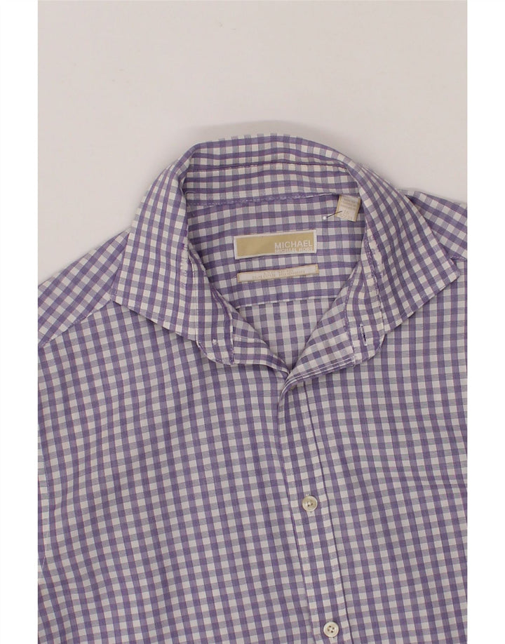 MICHAEL KORS Mens Shirt Size 16 Large Purple Gingham Cotton Vintage Michael Kors and Second-Hand Michael Kors from Messina Hembry 