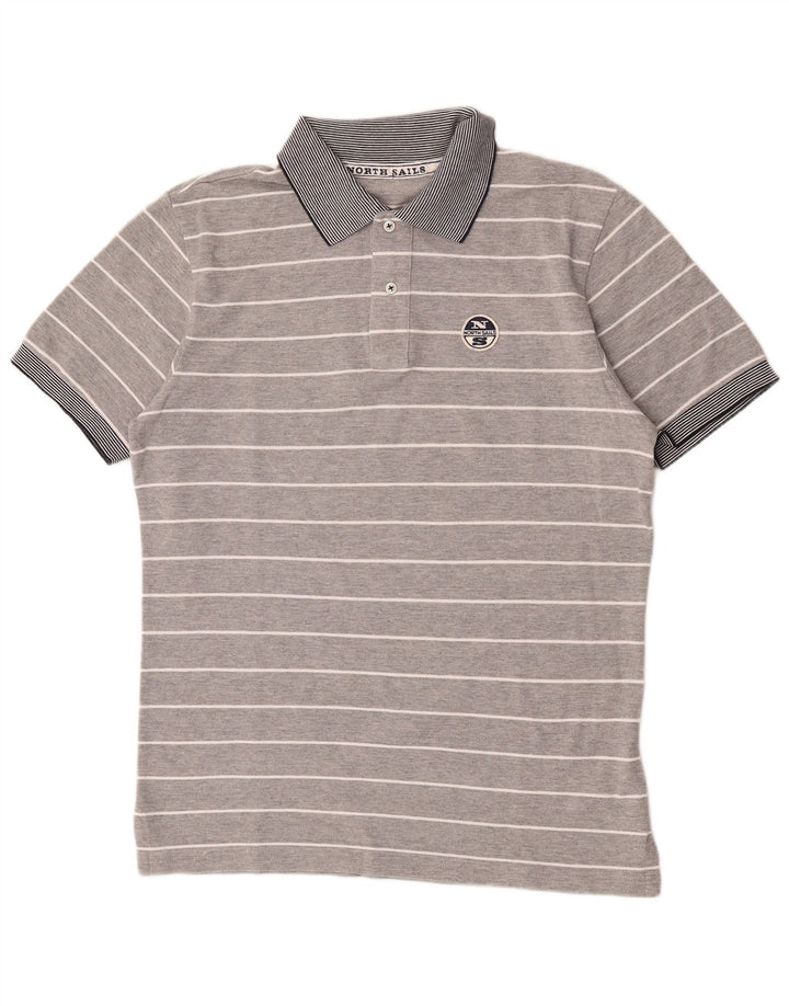 Polo da uomo North Sails grande in cotone a righe grigie