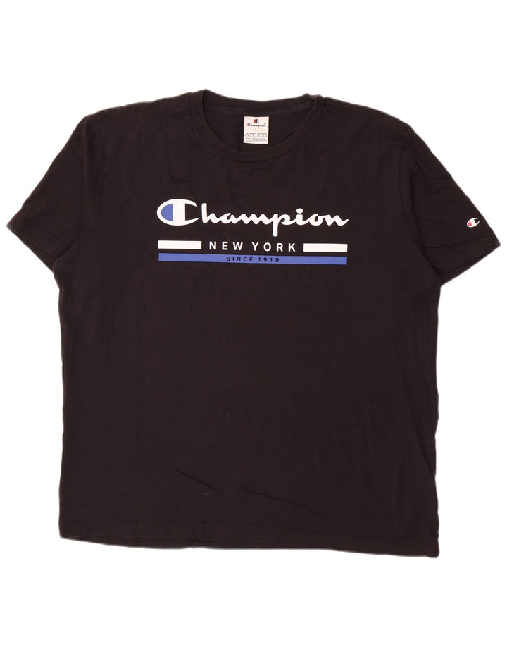 T-shirt grafica da uomo Champion Top grande in cotone nero
