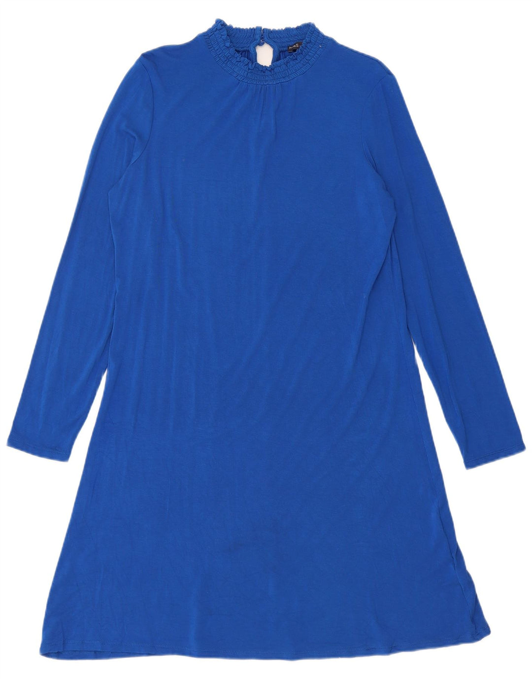 Abito a trapezio a maniche lunghe da donna Marks & Spencer UK 12 Viscosa blu medio