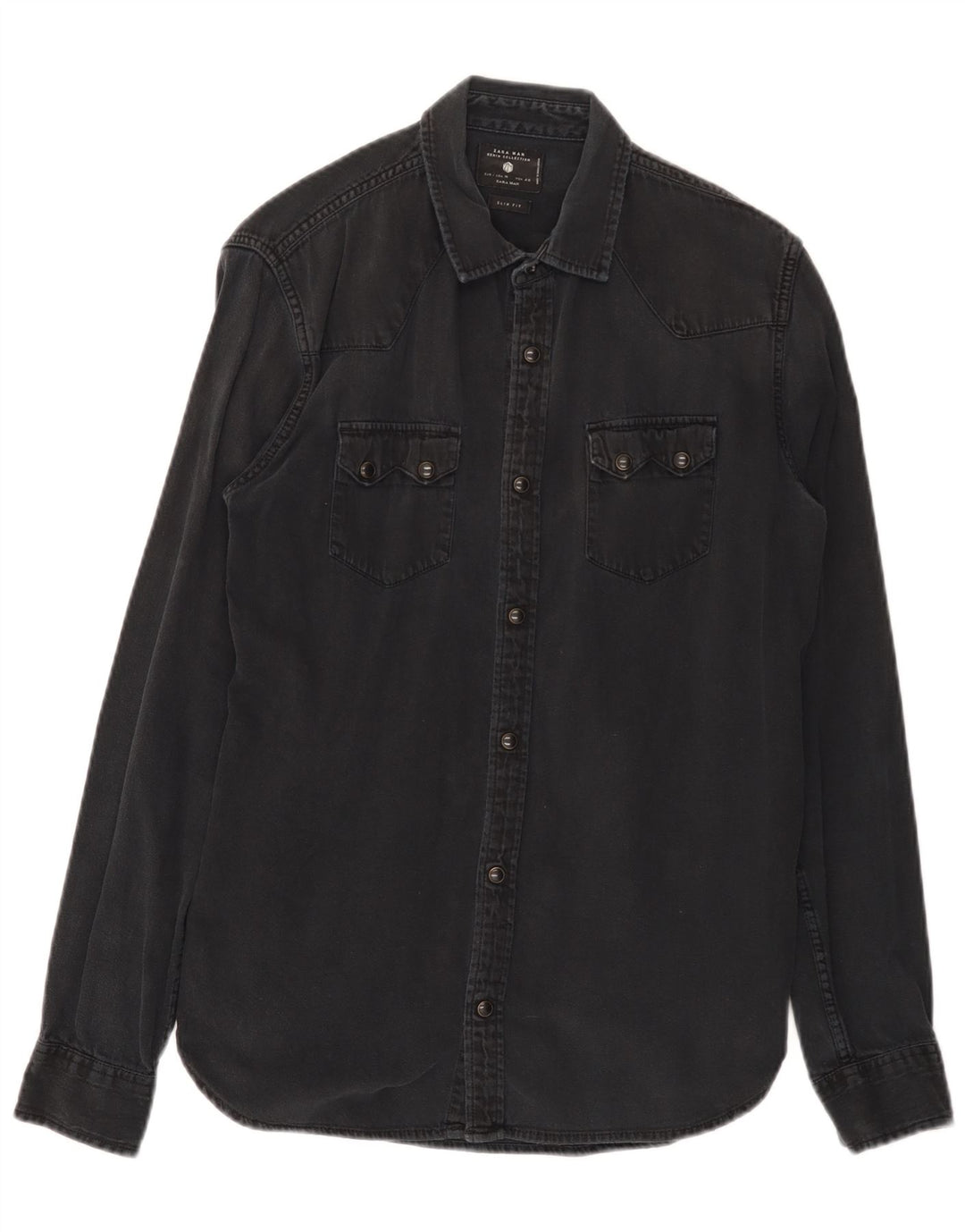 Camicia di jeans slim fit Zara da uomo di colore nero medio