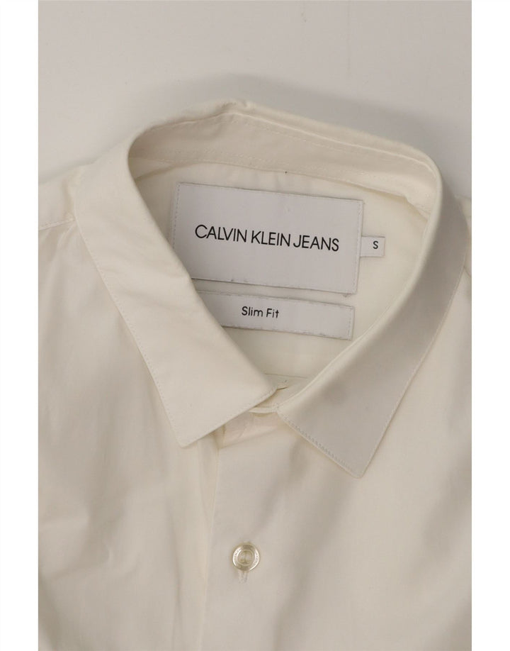 CALVIN KLEIN JEANS Camicia slim fit da uomo piccola bianca
