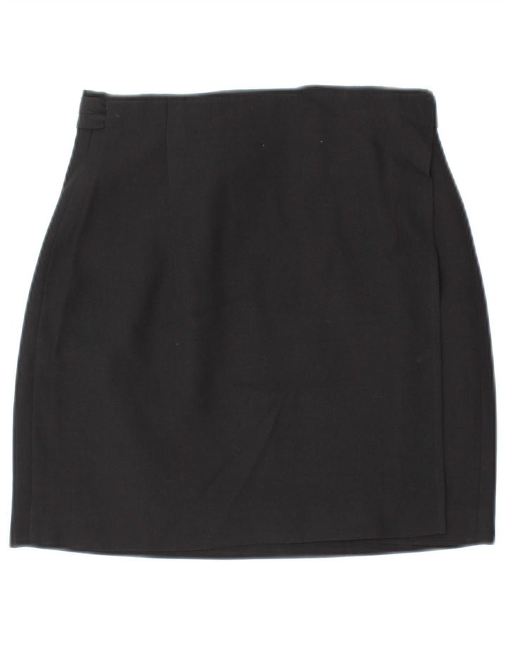 Gonna mini avvolgente da donna VINTAGE IT 42 media W26 lana nera