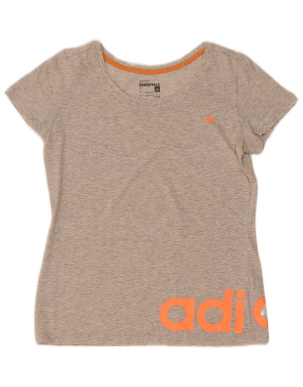 T-shirt grafica Adidas Climalite da donna UK 8/10 piccola grigia chiazzata