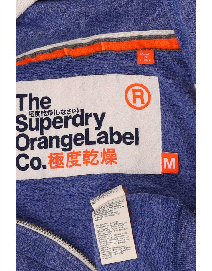 Maglione con cappuccio e zip da uomo Superdry in cotone blu medio
