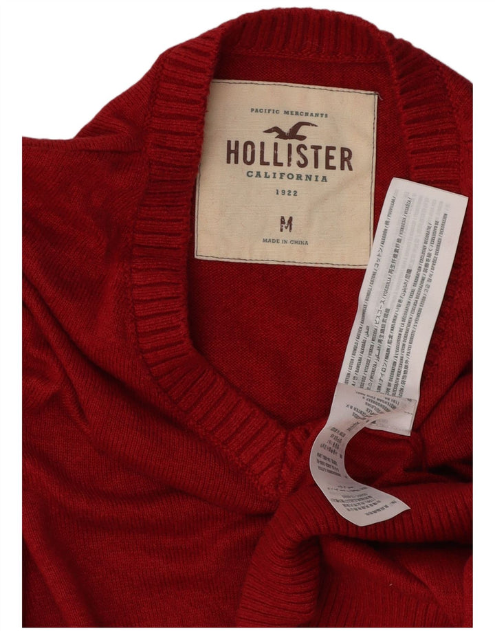 Maglione Hollister da uomo con scollo a V in cotone rosso medio
