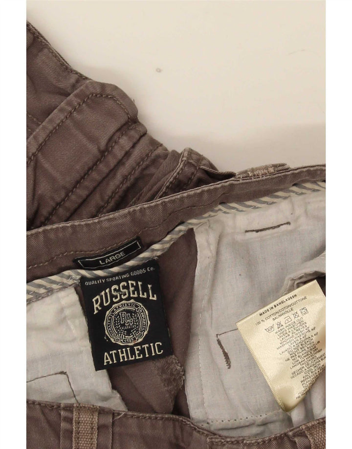 Pantaloncini cargo da uomo Russell Athletic grandi W34 in cotone grigio
