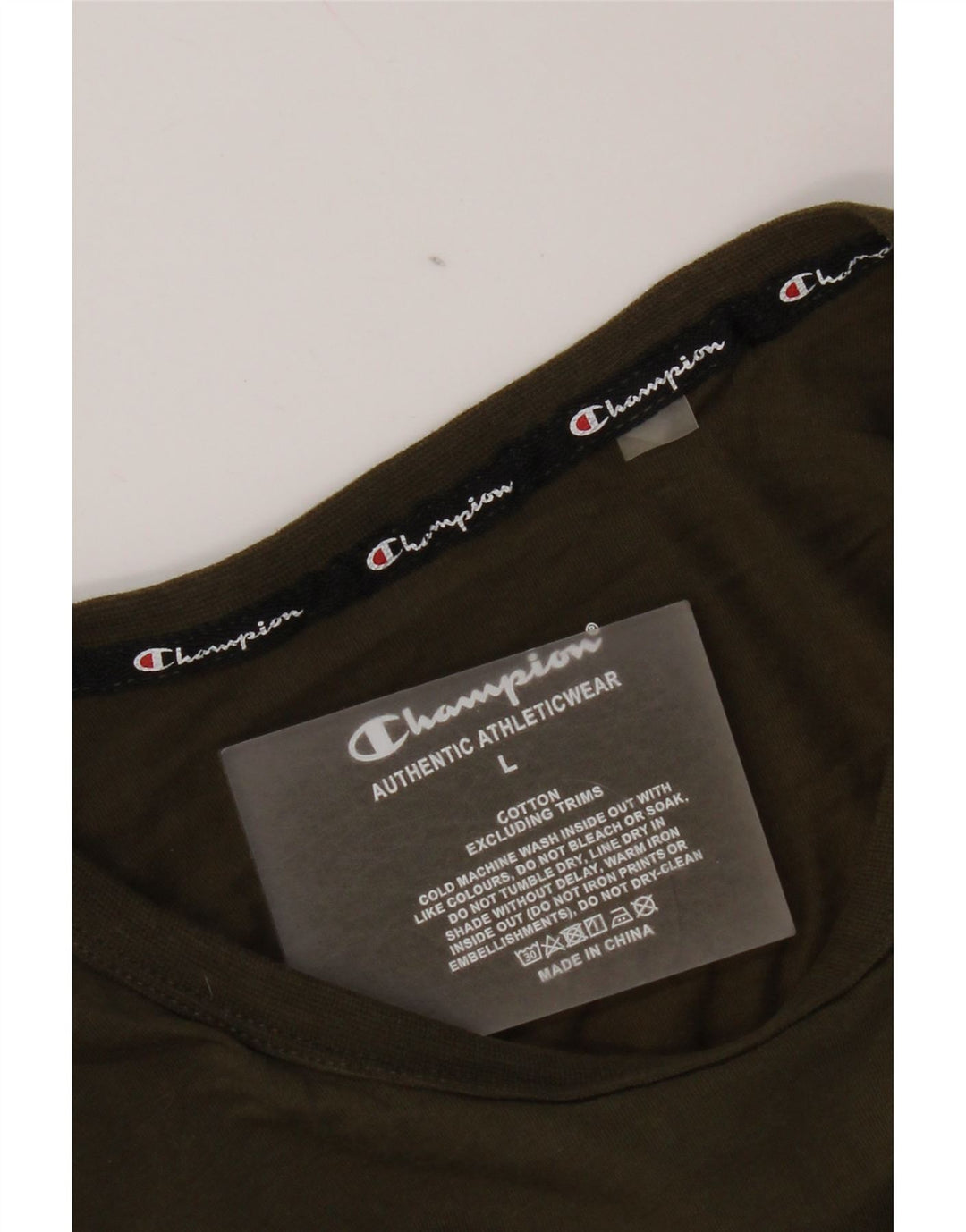T-shirt grafica da uomo Champion Top grande in cotone kaki