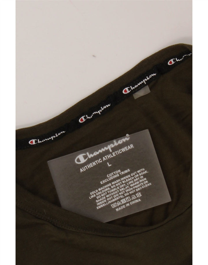 T-shirt grafica da uomo Champion Top grande in cotone kaki